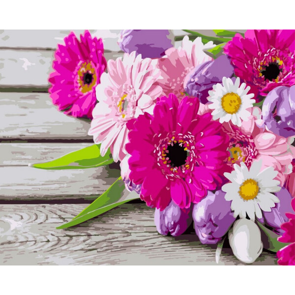 

Картина по номерам Rosa Rainbow Art Розовые герберы 50х40