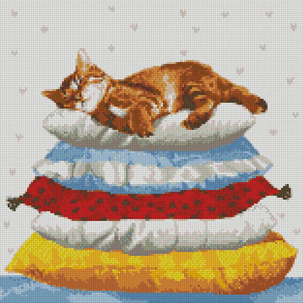 

Алмазная мозаика "Кошачьи сны" 40*40см AM6047