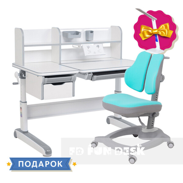 

Комплект стол-трансформер Libro Grey+эргономичное кресло Diverso Mint FunDesk