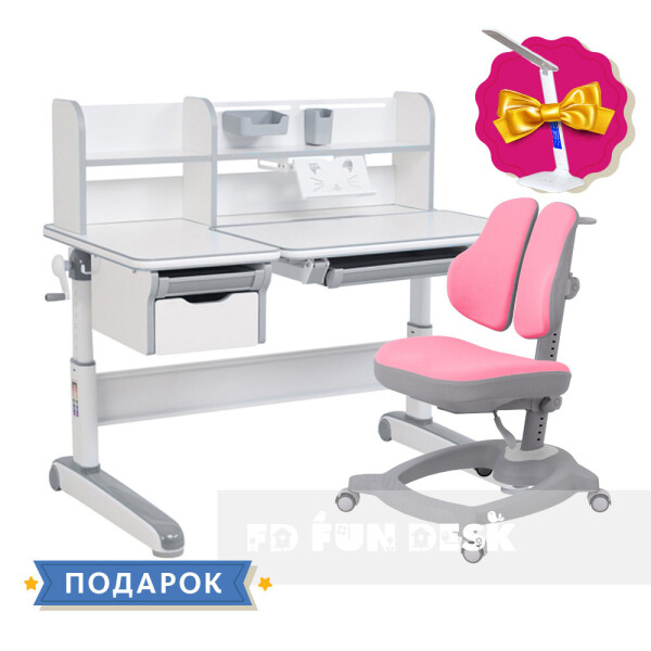 

Комплект стол-трансформер Libro Grey+эргономичное кресло Diverso Pink FunDesk