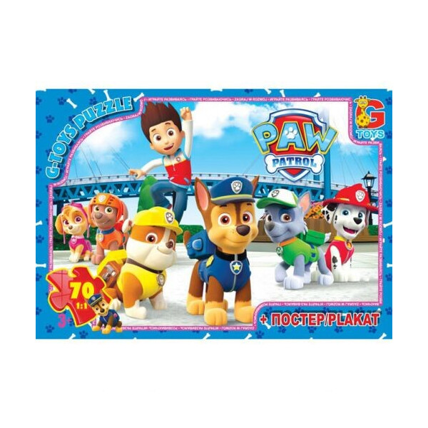 

Пазл G-toys Щенячий патруль + плакат 70 элементов (87872)