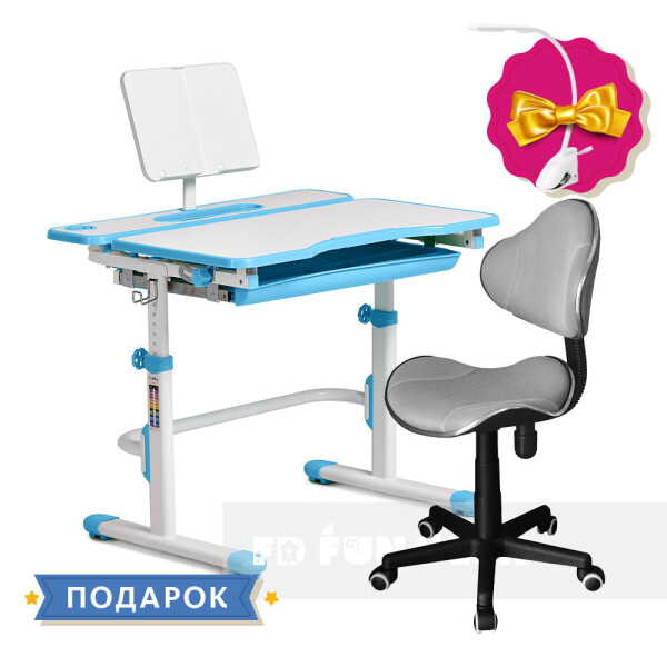 

Комплект растущая парта Cubby Fressia Blue+компьютерное кресло FunDesk LST3 Grey