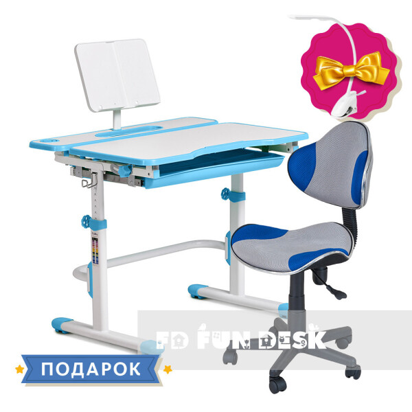 

Комплект растущая парта Cubby Fressia Blue+компьютерное кресло FunDesk LST3 Blue-Grey