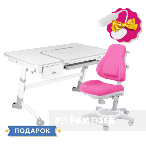 

Комплект растущая парта FunDesk Amare Grey с выдвижным ящиком + ортопедическое кресло FunDesk Bravo