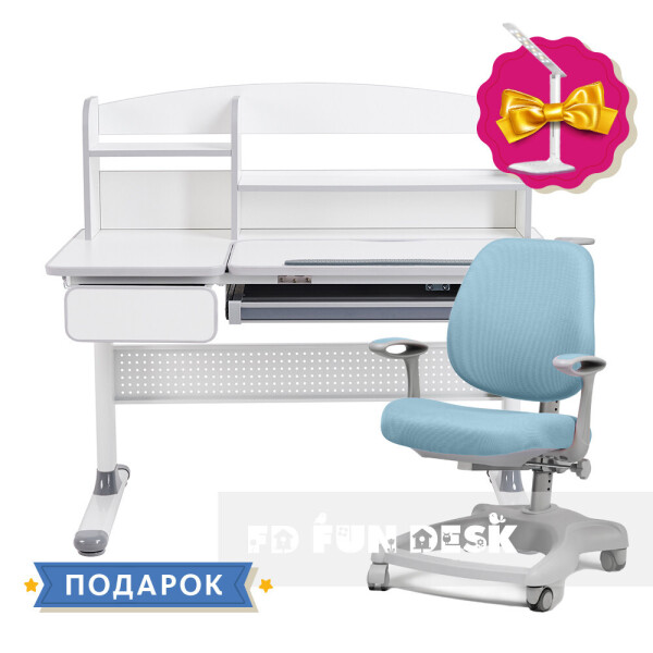 

Комплект парта для школьников Cubby Grey Blue + oртопедическое кресло FunDesk Delizia Blue