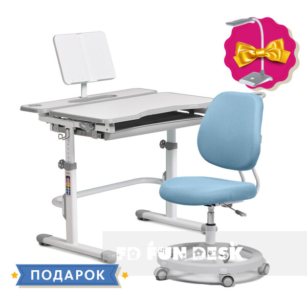 

Комплект растущая парта Cubby Fressia Grey + детское эргономичное кресло FunDesk Pratico Blue