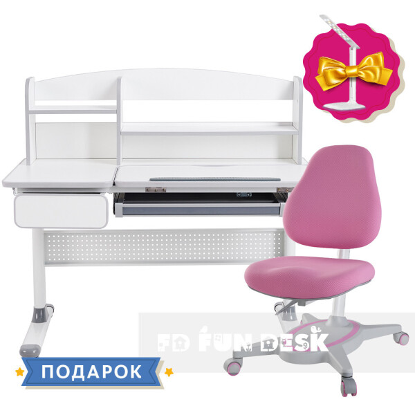 

Комплект парта для школьников Cubby Rimu Grey+детское кресло FunDesk Primavera I Pink