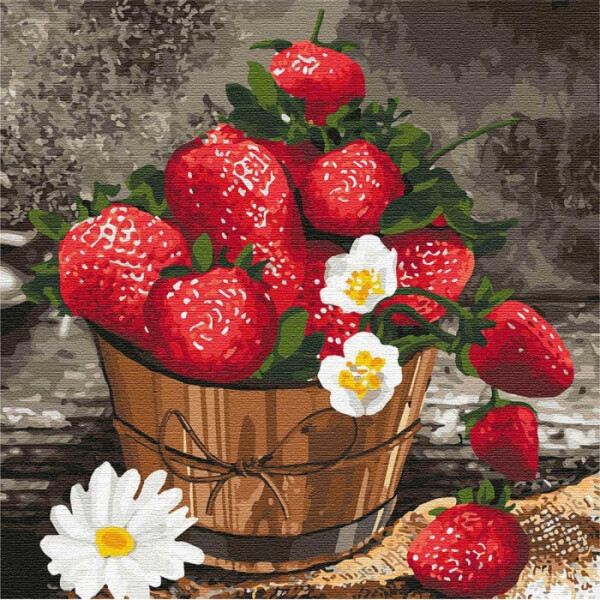 

Картина по номерам. "Клубничный букет" 30*30см KHO5595