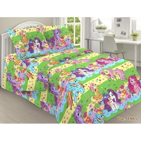 

Детское постельное белье Пони Е, 150x220 см, Подростковый Комплект