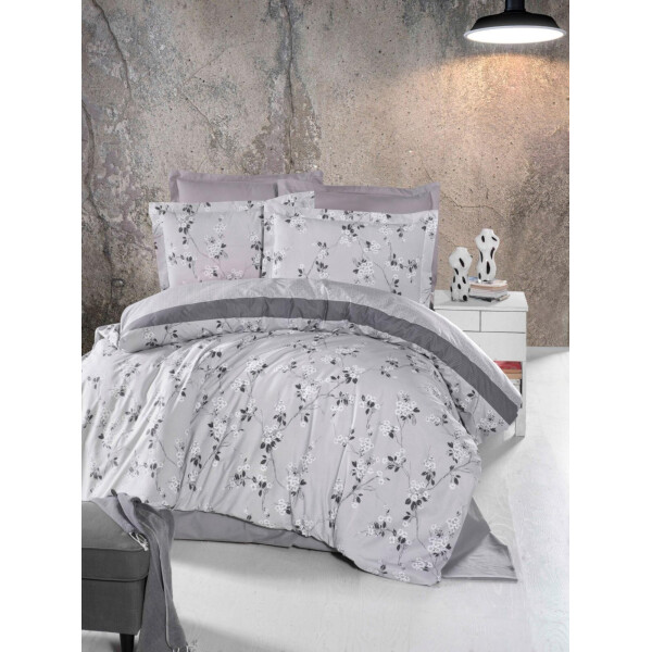 

Постельное Белье Конья Цветы на Сером, 150x220 см, Полуторный Комплект