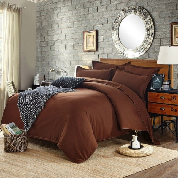 

Постельное Белье Ранфорс Коричневый, 200x220 см, Двойной Комплект