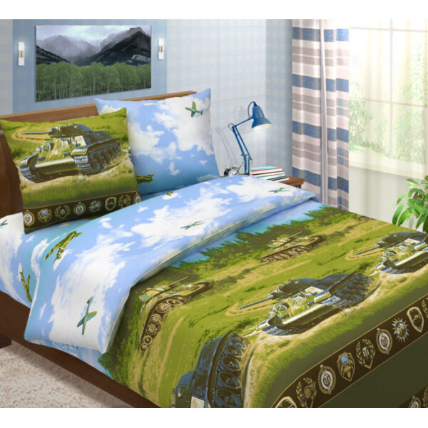 

Постельное Белье Танки Wot, 150x220 см, Подростковый Комплект
