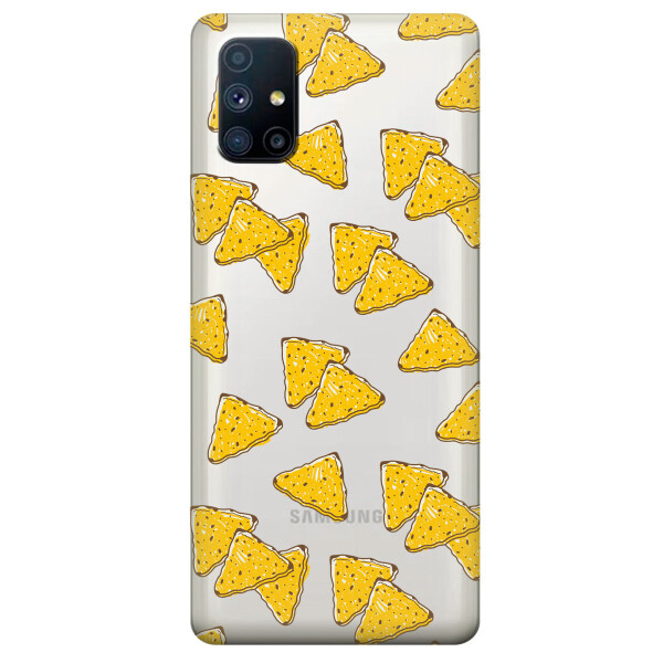 

Прозрачный силиконовый чехол OKcovers для Samsung Galaxy M51 с рисунком - Чипсы (KS6737)