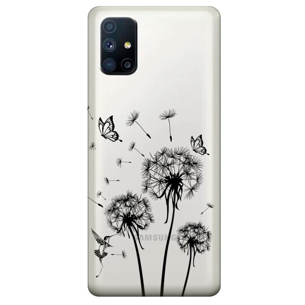 

Прозрачный силиконовый чехол OKcovers для Samsung Galaxy M51 с рисунком - Одуванчики (KS6796)