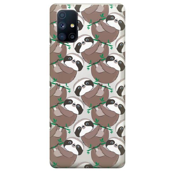 

Прозрачный силиконовый чехол OKcovers для Samsung Galaxy M51 с рисунком - Удивленные ленивцы (KS6797)