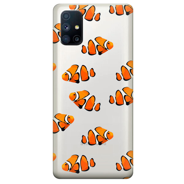 

Прозрачный силиконовый чехол OKcovers для Samsung Galaxy M51 с рисунком - Рыбки (KS6766)