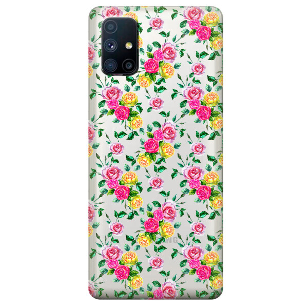 

Прозрачный силиконовый чехол OKcovers для Samsung Galaxy M51 с рисунком - Розы (KS6726)