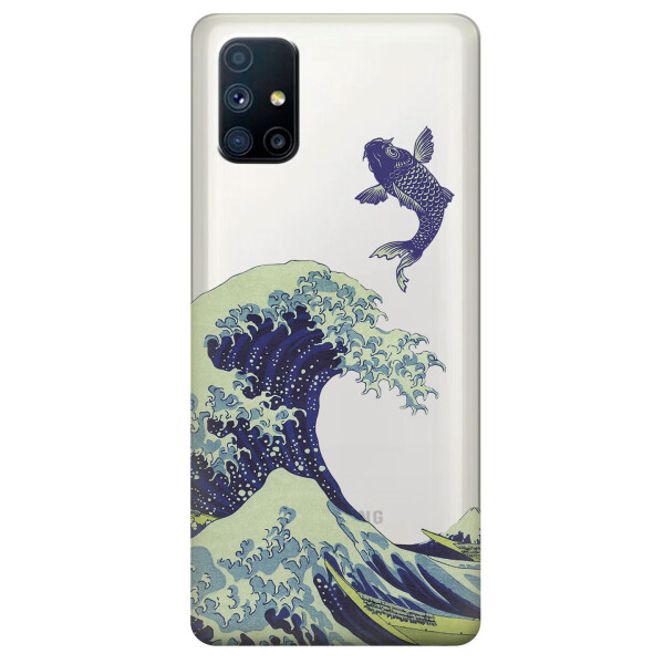 

Прозрачный силиконовый чехол OKcovers для Samsung Galaxy M51 с рисунком - Большая волна в Канагаве (KS6800)