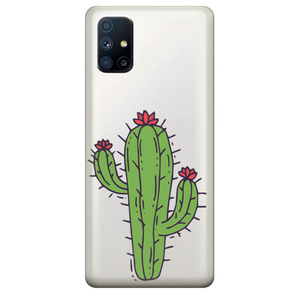 

Прозрачный силиконовый чехол OKcovers для Samsung Galaxy M51 с рисунком - Тропический кактус (KS6746)