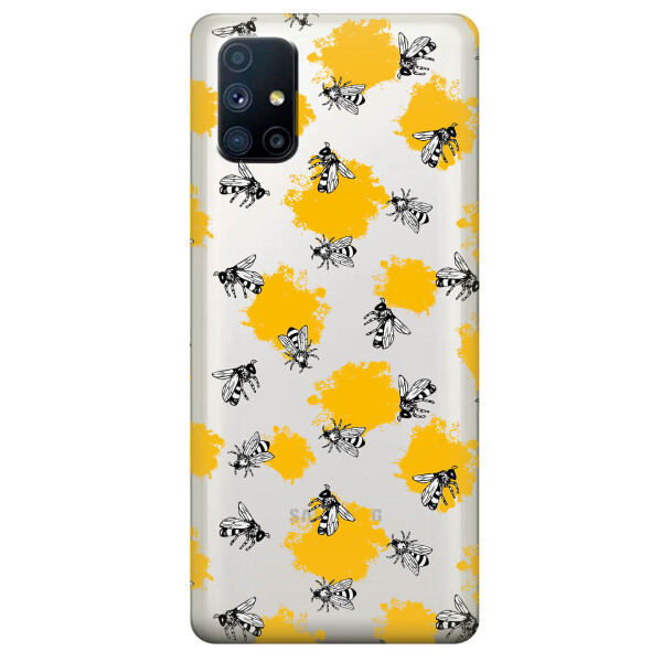 

Прозрачный силиконовый чехол OKcovers для Samsung Galaxy M51 с рисунком - Пчелы (KS6752)