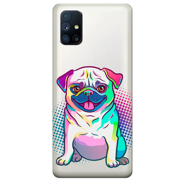

Прозрачный силиконовый чехол OKcovers для Samsung Galaxy M51 с рисунком - Мопс (KS6785)