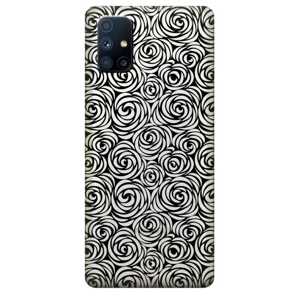 

Прозрачный силиконовый чехол OKcovers для Samsung Galaxy M51 с рисунком - Черные узоры (KS6748)