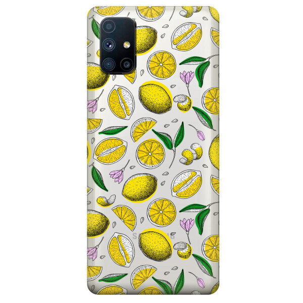 

Прозрачный силиконовый чехол OKcovers для Samsung Galaxy M51 с рисунком - Лимоны (KS6749)