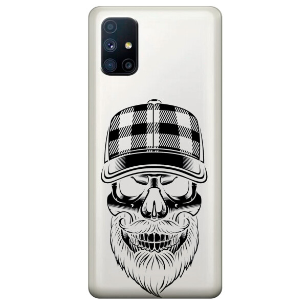 

Прозрачный силиконовый чехол OKcovers для Samsung Galaxy M51 с рисунком - Бородатый череп (KS6776)