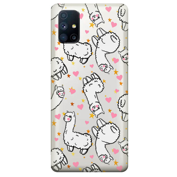 

Прозрачный силиконовый чехол OKcovers для Samsung Galaxy M51 с рисунком - Ламы (KS6772)
