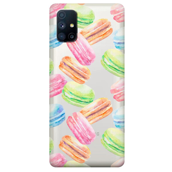 

Прозрачный силиконовый чехол OKcovers для Samsung Galaxy M51 с рисунком - Французские печенья (KS6757)