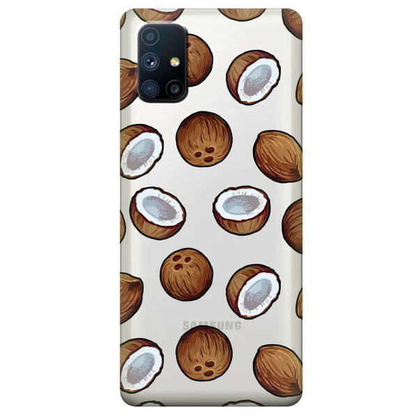 

Прозрачный силиконовый чехол OKcovers для Samsung Galaxy M51 с рисунком - Кокосы (KS6739)