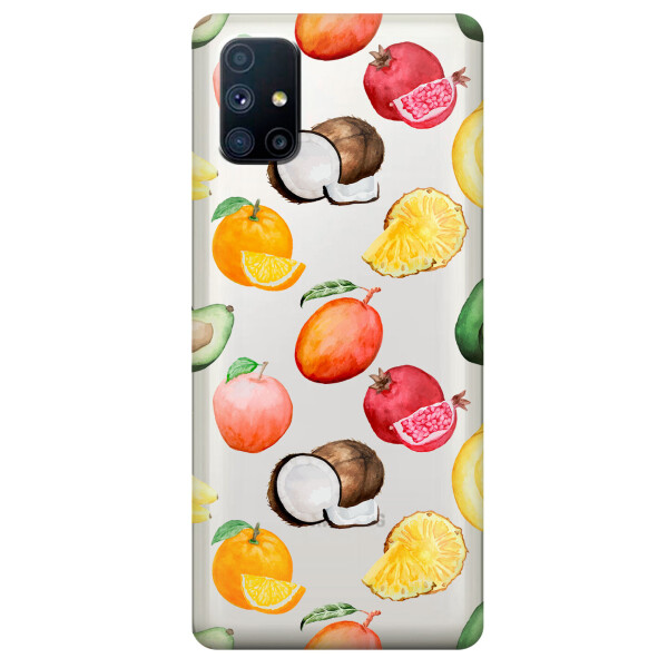 

Прозрачный силиконовый чехол OKcovers для Samsung Galaxy M51 с рисунком - Фрукты (KS6756)