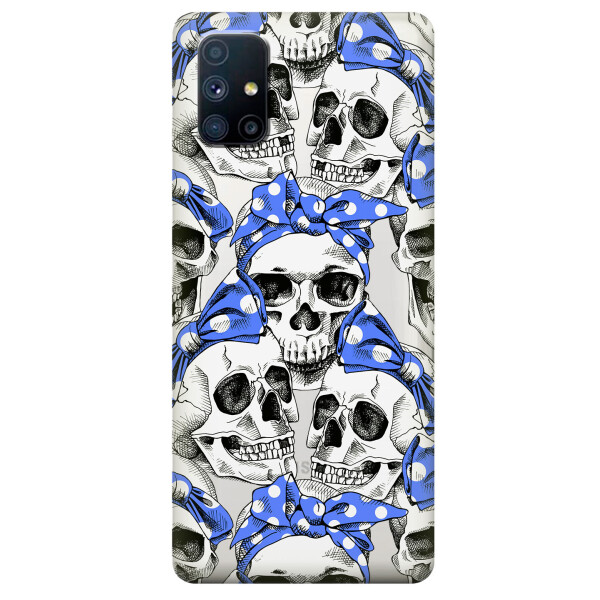 Прозрачный силиконовый чехол OKcovers для Samsung Galaxy M51 с рисунком - Черепа (KS6742)