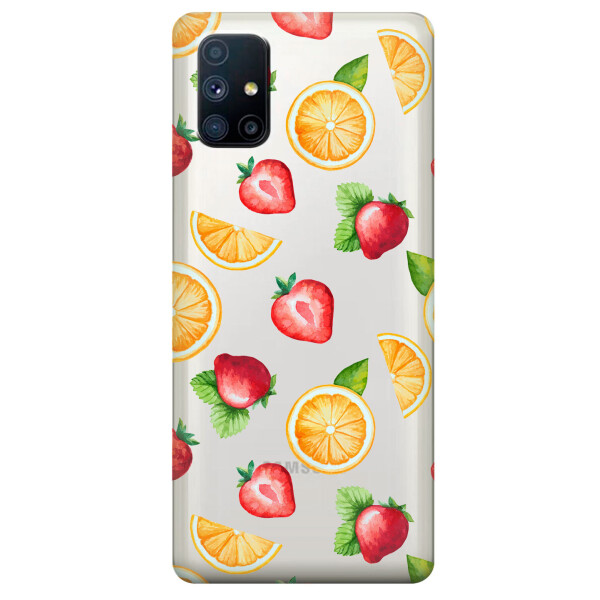 

Прозрачный силиконовый чехол OKcovers для Samsung Galaxy M51 с рисунком - Фруктовый дизайн (KS6770)