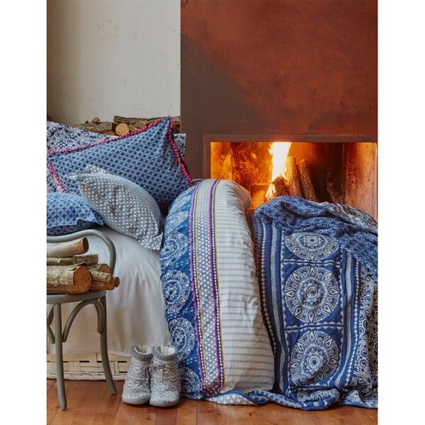 

Постельное белье Karaca Home ранфорс - Navy blue 2017-1 голубой евро (2000008482233)