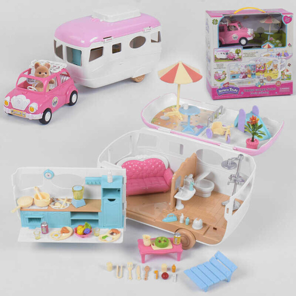 

Домик с машиной 12118 (12) флоксовые животные, мебель, в коробке