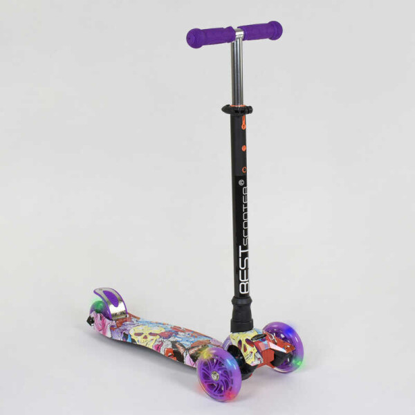 

Самокат А 24664 /779-1313 MAXI "Best Scooter" (1) пластмассовый, 4 колеса PU, СВЕТ, трубка руля алюминиевая, d=12см, в коробке