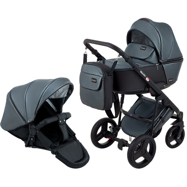 

Коляска 2 в 1 Bair Mirello Plus кожа 100% MP-33 графит перламутр - черный