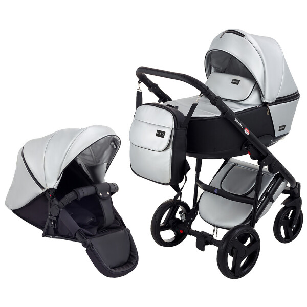 

Коляска 2 в 1 Bair Mirello Plus кожа 100% MP-31 серебро перламутр - черный