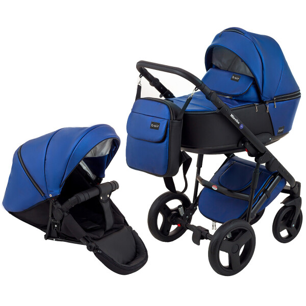 

Коляска 2 в 1 Bair Mirello Plus кожа 100% MP-27 темно-синий перламутр - черный