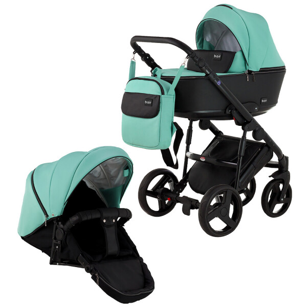 

Коляска 2 в 1 Bair Mirello кожа 100% M-34/30 яркая мята - черный