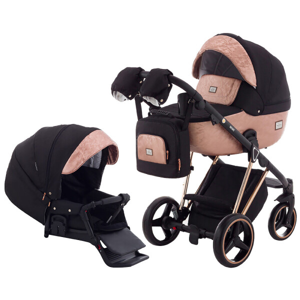 

Коляска 2 в 1 Adamex Mimi Polar (Pink Gold) BR604 черный (люрикс) - медный (принт) кожа (выдавленная точка)