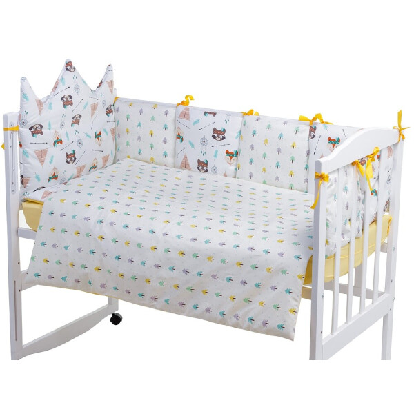 

Детская постель Babyroom Classic Bortiki-01 (6 элементов) желтый-белый (лиса, енот)