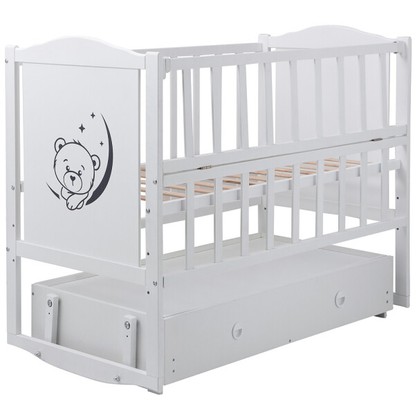 

Кроватка Babyroom Тедди Т-03 фигурное быльце, маятник, ящик, откидной бок белый