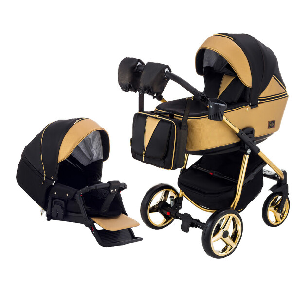 

Коляска 2 в 1 Adamex Sierra Polar (Gold) SR436 черный (люрикс) - золотой кожа (перфорация)