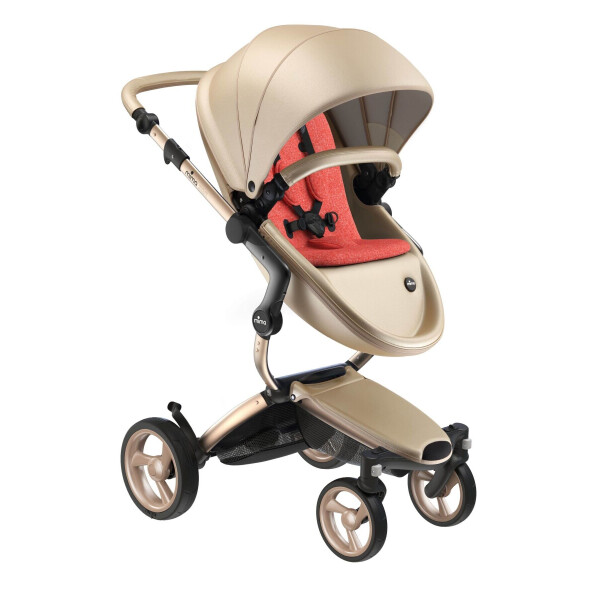 

Коляска Mima Xari Champagne, шасси Champagne, матрасики Coral red (242)