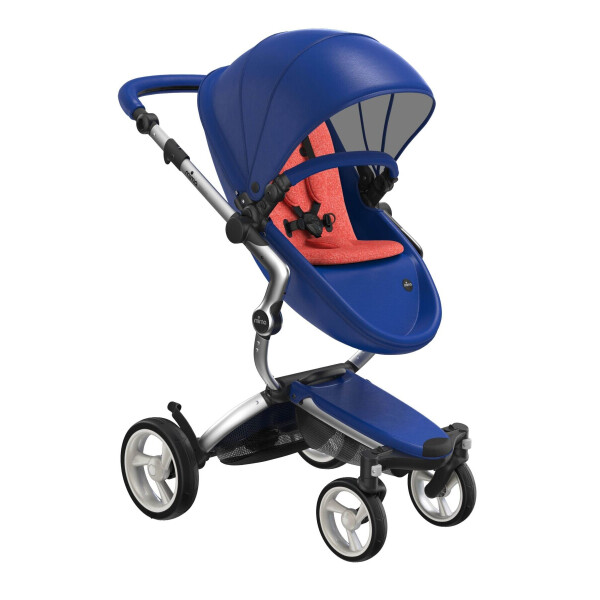 

Коляска Mima Xari Royal blue, шасси Silver, матрасики Coral red (100)