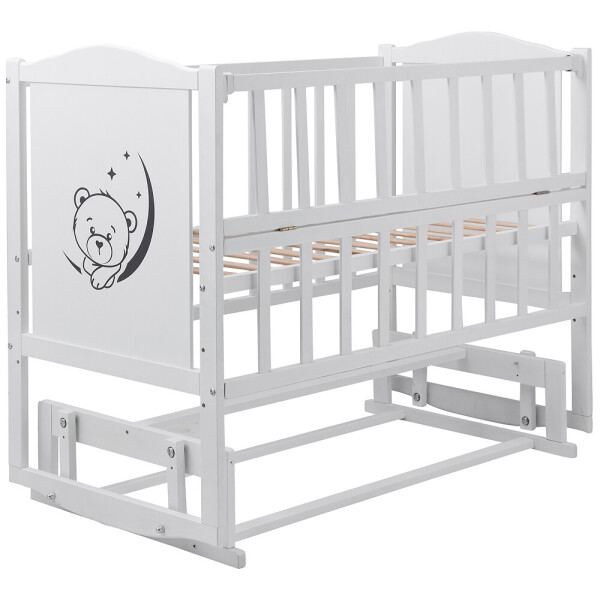 

Кровать Babyroom Тедди Т-02 фигурное быльце, маятник, откидной бок белый