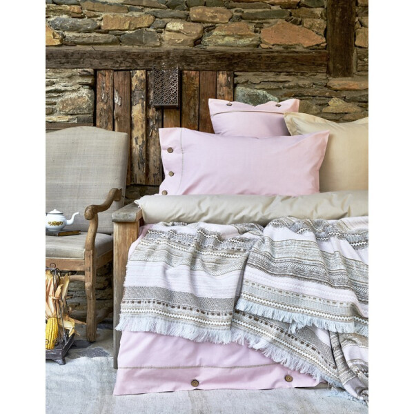 

Набор постельное белье с пледом Karaca Home - Woodley pembe 2018-1 розовый евро (2000022090865)
