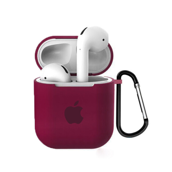 

Чехол для AirPods/AirPods 2 silicone case with Apple Rose red